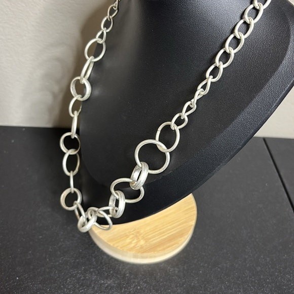 Silver Tone R Hang Tag Long Chain Boho Necklace - Picture 3 of 8